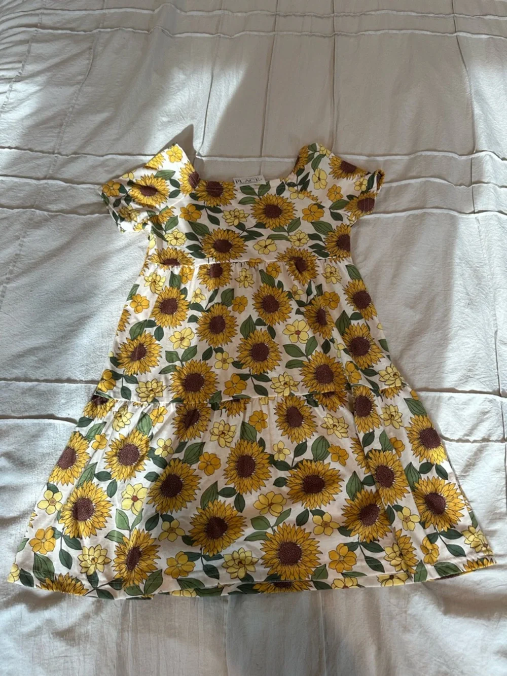 The Children's Place White Sunflower Print Cotton Dress - Picture 1 of 1
